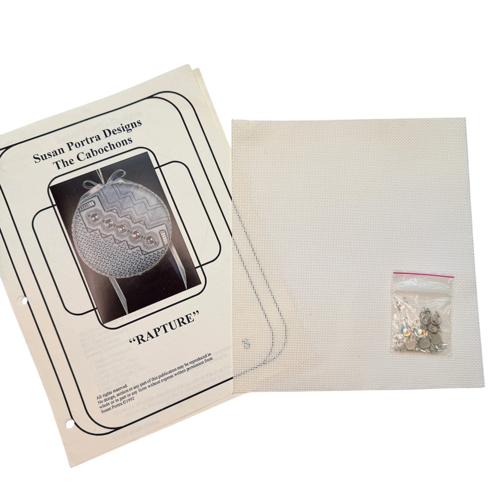 Susan Portra Rapture Cabochon Christmas Ornament Needlepoint Stitch Guide Canvas